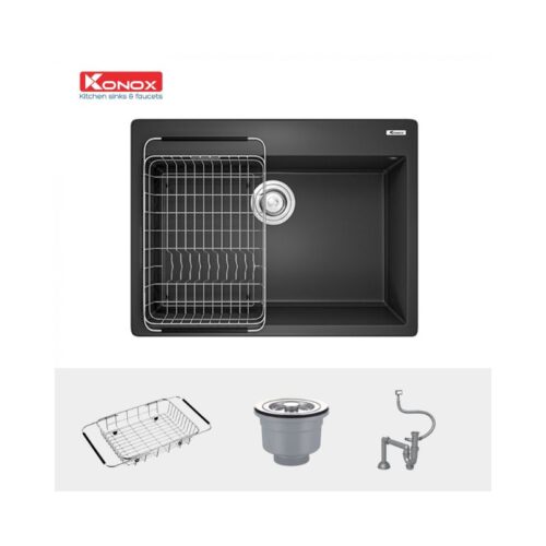 Chậu rửa bát Konox Granite Sink Ruvita 680 – Black (2)