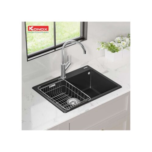 Chậu rửa bát Konox Granite Sink Ruvita 680 – Black (3)