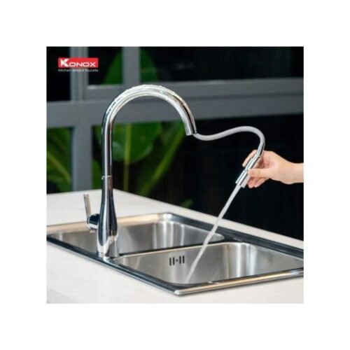 Vòi rửa bát dây rút Konox Curva Chrome