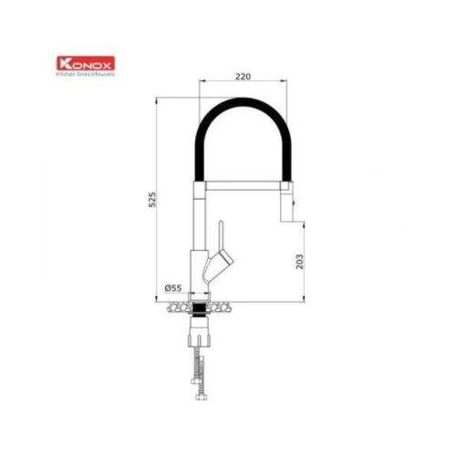 thông số kỹ thuật của Vòi rửa bát thân mềm Konox Bian